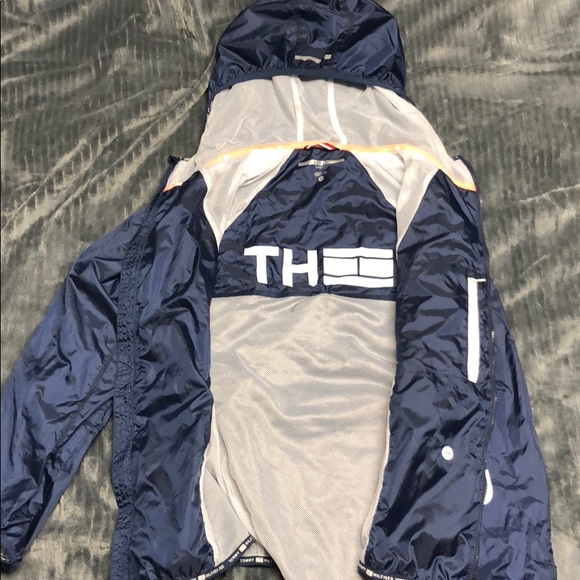 Deep blue Tommy Hilfiger rain jacket. - Picture 3 of 5